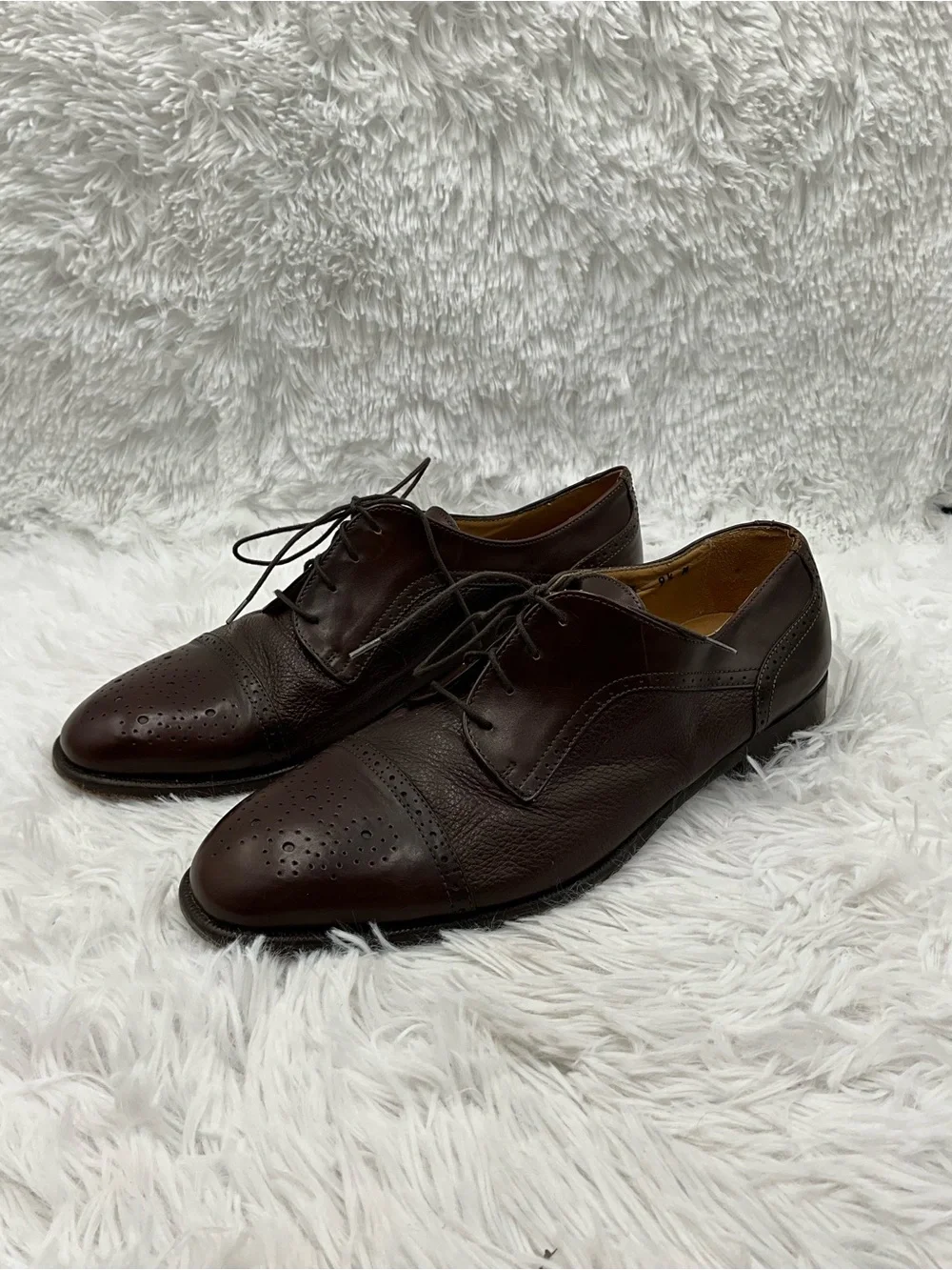 Vito Rufolo Oxford 9.5 Brown Leather Brogue Cap Toe Shoes Made in Italy